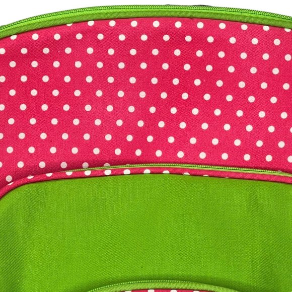 Once Upon A Rose Cosmetic Zip Closure Pouch Set Of 3 Pink Green Polka Dot Bags - Picture 2 of 11